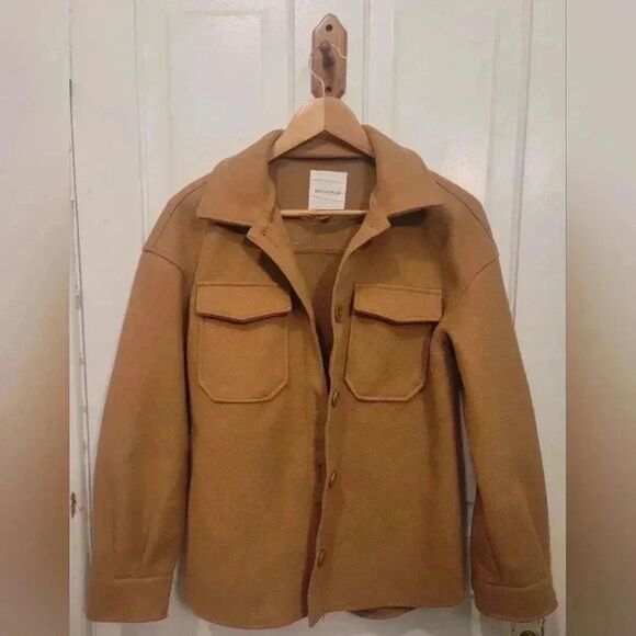 Avec Les Filles Oversized Boyfriend Shacket Camel Brown Size Extra Small XS - Picture 2 of 9